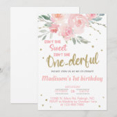 Vernederend meisje eerste verjaardag uitnodiging. kaart (Voorkant / Achterkant)