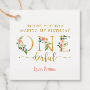 Vernederful Girl First Birthday Dank je Bedankjes Labels