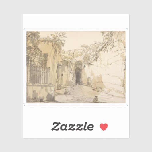 Vernet - De ingang van de grot bij Posillipo Sticker (Vel)