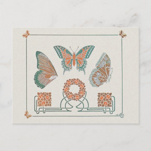 Verneuil Art Nouveau Butterflies Briefkaarten (Voorkant)