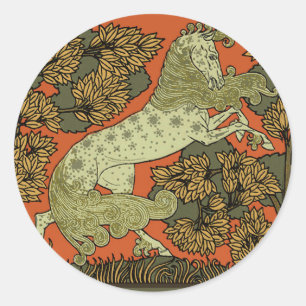 Verneuil Art Nouveau Paard: Vintage Equestrian Ronde Sticker