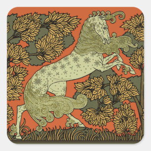 Verneuil Art Nouveau Paard: Vintage Equestrian Vierkante Sticker