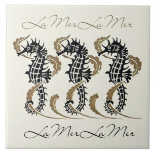 Verneuil Art Nouveau Seahorse Art Tegel Trivet Tegeltje