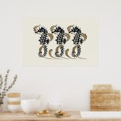 Verneuil Art Nouveau Seahorse Poster Print (Keuken)