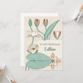 Verneuil Water lily 1896 CC1200 Floral jarig Kaart (Voorkant / Achterkant in situ)