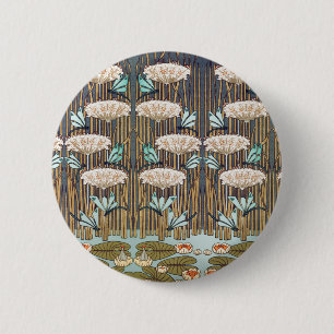 Verneuil Waterlelie Libelle Art Nouveau: Antiek Ronde Button 5,7 Cm