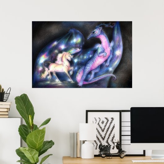Verneveling: grote afdrukken in Unicorn en Dragon Poster (Thuiskantoor)