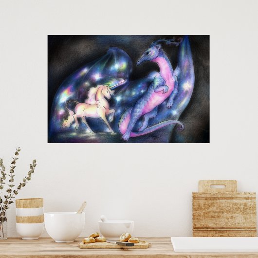 Verneveling: grote afdrukken in Unicorn en Dragon Poster (Keuken)