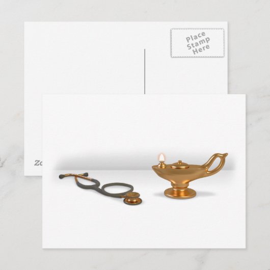Vernevellamp en stethoscoop briefkaart (Voorkant / Achterkant)