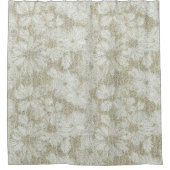 Vernield Daisy Textured Pattern in Koffiecrème Douchegordijn (Voorkant)