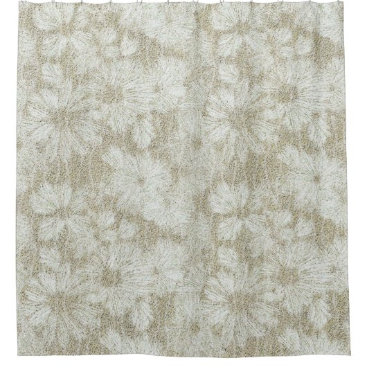 Vernield Daisy Textured Pattern in Koffiecrème Douchegordijn (Voorkant)