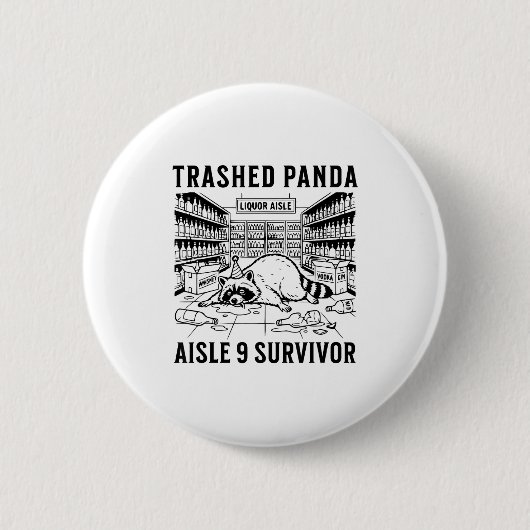 Vernielde Panda Drank Grappige kater Dolle Dronken Ronde Button 5,7 Cm (Voorkant)