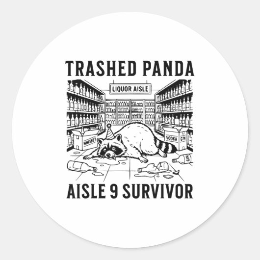Vernielde Panda Drank Grappige kater Dolle Dronken Ronde Sticker (Voorkant)