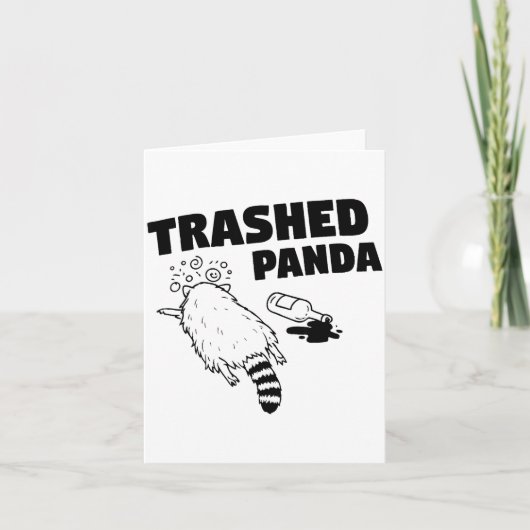 Vernielde Panda, Grappige Dronken Wasbeer, Grappig Kaart (Voorkant)
