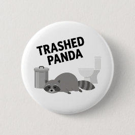 Vernielde Panda Grappige Dronken Wasbeer Ronde Button 5,7 Cm