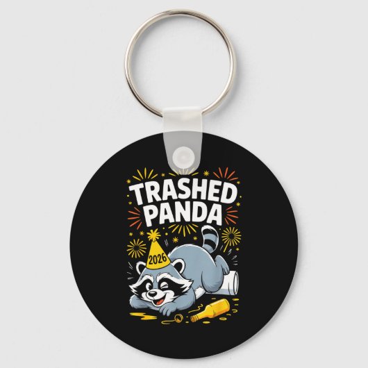 Vernielde Panda Nieuwjaar 2026 Grappig Wasbeerontw Sleutelhanger (Voorkant)