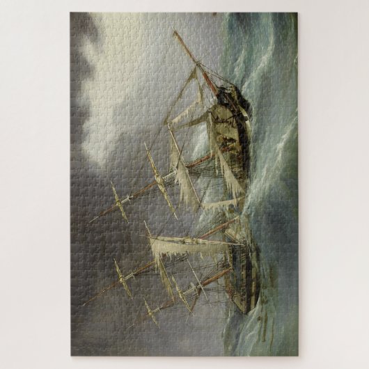  vernielde zeilboot tijdens het schilderen van Sto Legpuzzel (Verticaal)