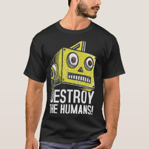 Vernietig de Humans Evil Robot Head T-shirt Nerd R