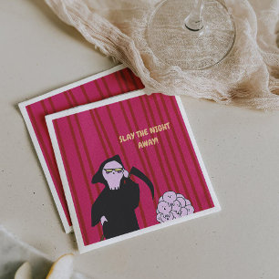 Vernietig de Nacht Weg Cute Grim Reaper Halloween Servet