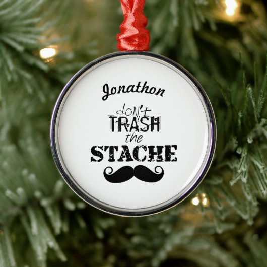 Vernietig de Stache Mustache Retro Hipster niet Metalen Ornament (Boom)