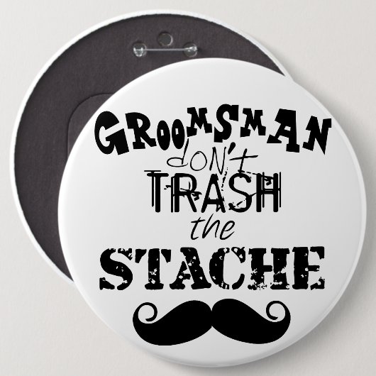 Vernietig de Stache Mustache Retro Hipster niet Ronde Button 6,0 Cm (Voorkant /achterkant)