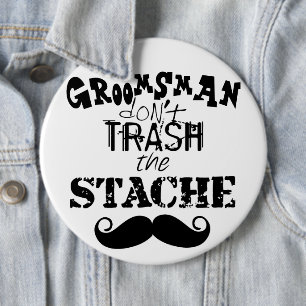Vernietig de Stache Mustache Retro Hipster niet Ronde Button 6,0 Cm