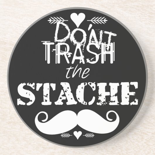 Vernietig de Stache Mustache Retro Hipster niet Zandsteen Onderzetter (Voorkant)