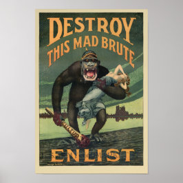 Vernietig deze Mad Brute - WWI Army Recruiting Poster