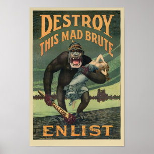 Vernietig deze Mad Brute - WWI Army Recruiting Poster