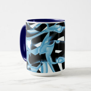 Vernietigde blauwe en zwarte schroot of linten mok