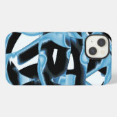 Vernietigde blauwe en zwarte schroot of tape iPhone hoesje (Achterkant horizontaal)