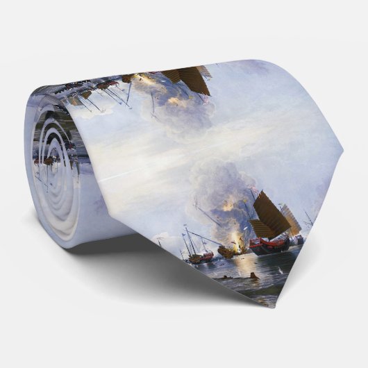 Vernietiging van Chinese oorlogsjunks 1843 Stropdas (Opgerold)