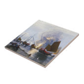 Vernietiging van Chinese oorlogsjunks 1843 Tegeltje (Zijkant)