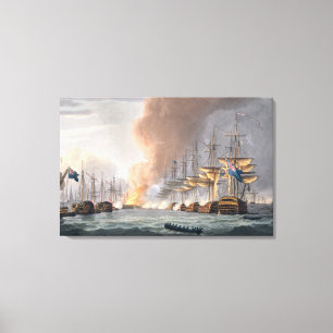 Vernietiging van de Deense vloot vóór Kopenhagen; Canvas Afdruk