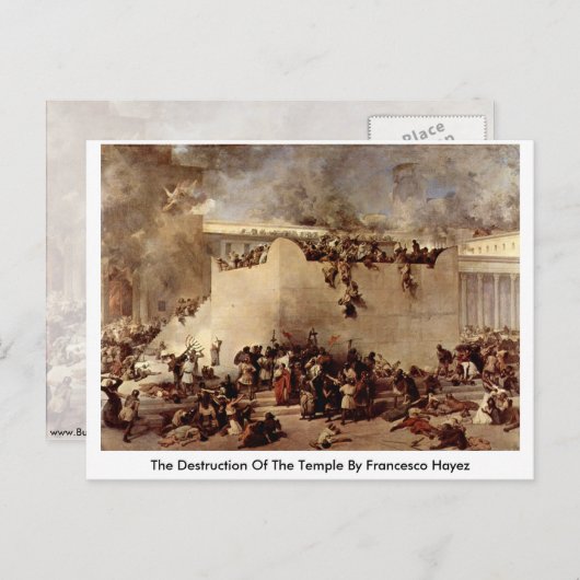 Vernietiging van de tempel door Francesco Hayez Briefkaart (Voorkant / Achterkant)