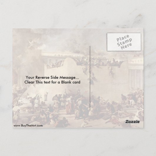 Vernietiging van de tempel door Francesco Hayez Briefkaart (Achterkant)