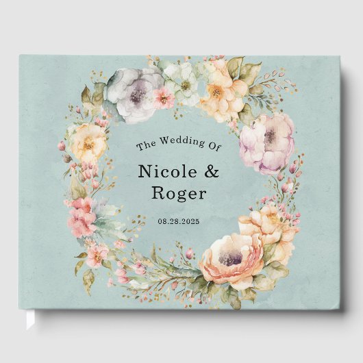 Vernieuw Blue en Spring Peony Chic Wedding Gastenboek (Voorkant)