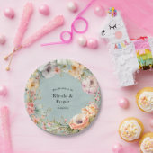 Vernieuw Blue en Spring Peony Chic Wedding Papieren Bordje (Feest)