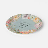 Vernieuw Blue en Spring Peony Chic Wedding Papieren Bordje (Gekanteld)