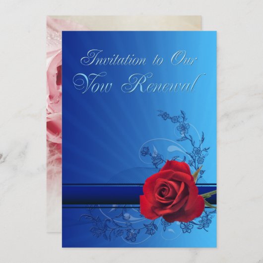 Vernieuw de uitnodiging met een rode roos van lief (Voorkant / Achterkant)