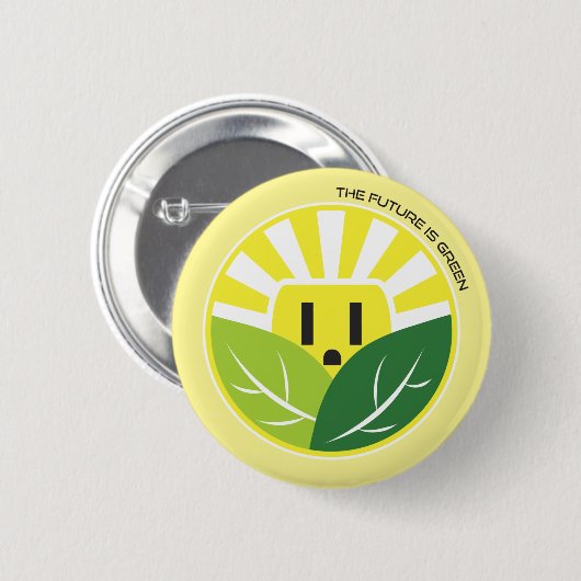 Vernieuwbare energie - Sunburst Plug Ronde Button 5,7 Cm (Voorkant /achterkant)