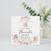 Vernieuwde bosgrond van Floral Garden Girl Birthda Kaart (Staand voorkant)