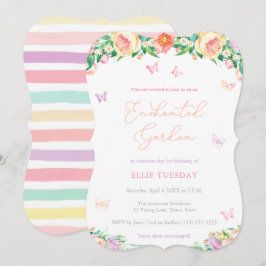 Vernieuwde Garden Butterfly Girl Birthday Party Kaart