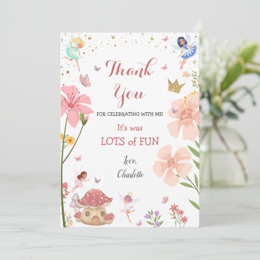 Vernieuwde magische tuinvezel Birthday Bedankkaart (Staand voorkant)