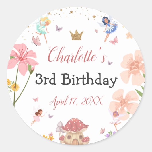 Vernieuwde magische tuinvezel Birthday Ronde Sticker (Voorkant)
