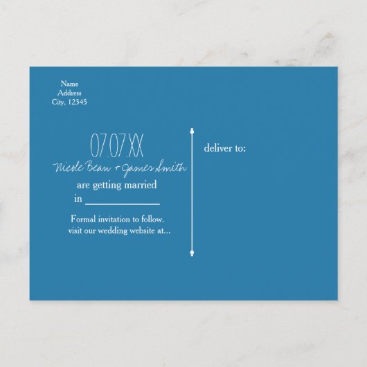 Vernieuwde Night Sky Stars & Foliage Blue Save Dat Aankondigingskaart (Achterkant)