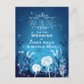 Vernieuwde Night Sky Stars & Foliage Blue Save Dat Aankondigingskaart (Voorkant)