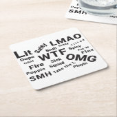 Vernieuwde uitdrukkingen en tienerpraat uit 2019 kartonnen onderzetters (Schuin)