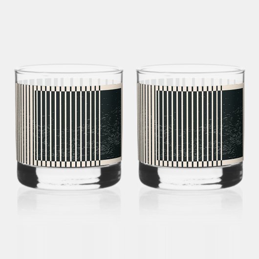 Vernieuwde zwart / crème stijl afdrukken whisky glas (Achterkant)