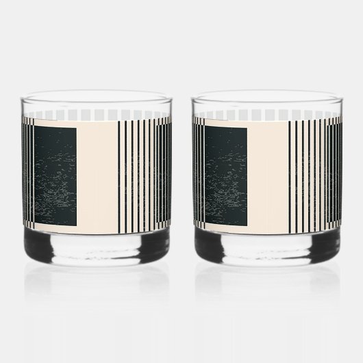 Vernieuwde zwart / crème stijl afdrukken whisky glas (Rechts)
